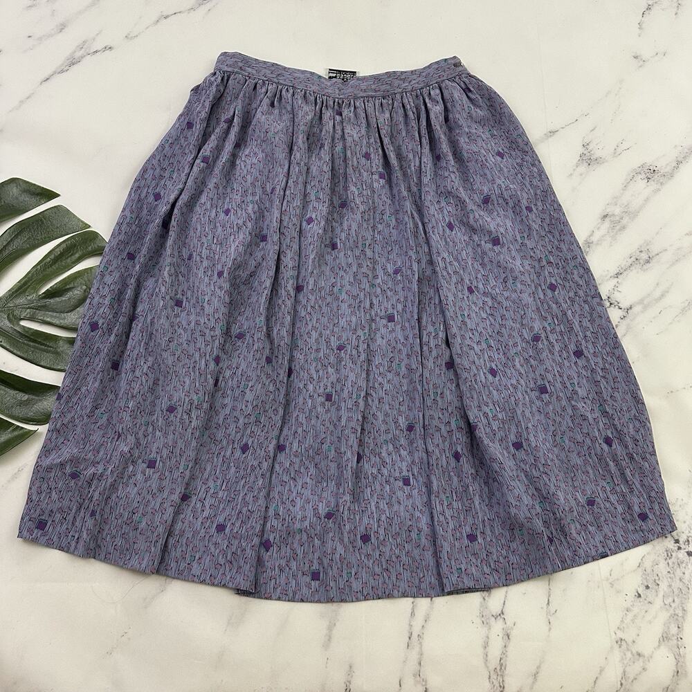 Campus Casuals Womens Vintage 80s A-line Skirt Size M Purple Pockets Geometric